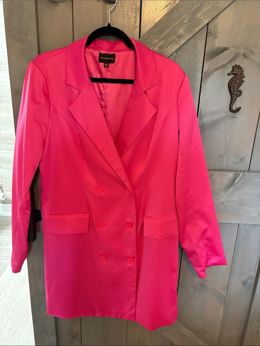 Sugarlips Hot Pink Double-Breasted Blazer Jacket